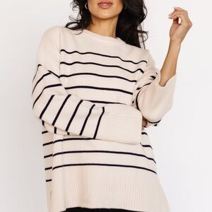 Baltic Born Emerson Stripe Knit Sweater | Ivory + Black Size MM